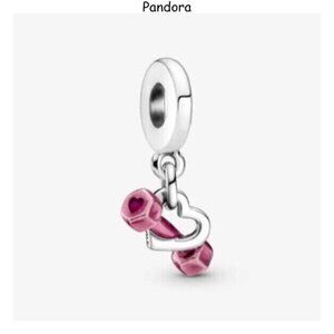 Pandora Dumbbell & Heart Dangle Charm